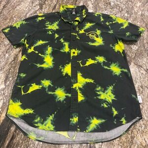 Disney Oogie Boogie Tie Dye Button Down Shirt Mens Large Black Our Universe